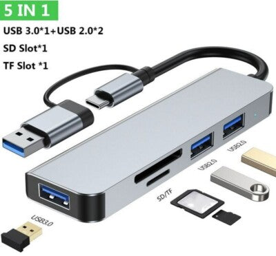 USB C Hub 5 in 1 Adapter USB 3.0 Micro SD TF für Macbookpro Laptop Notebook