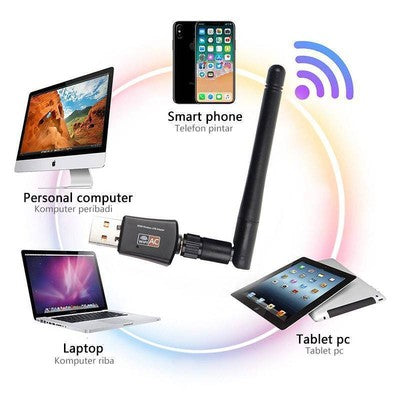 AC 600Mbps WLAN Stick Dual Band 2.4GHz/5GHz WIFI Dongle USB Wireless Adapter PC