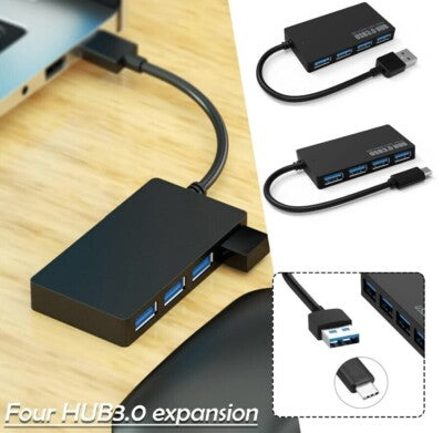 USB C 4 Port Verteiler High Speed Daten HUB Adapter für PC Notebook Laptop NEU
