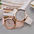 Damen Frauen Uhr Armbanduhr Quarz Leder Edelstahl Weiß Luxus