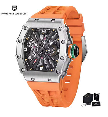 Pagani Design PD-1738 Männer Quarz VH65 Movt Skelett Zifferblatt Saphirglas Uhr