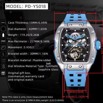 Pagani Design PD-YS018 42 mm Männer Skelett Zifferblatt Saphirglas Uhr