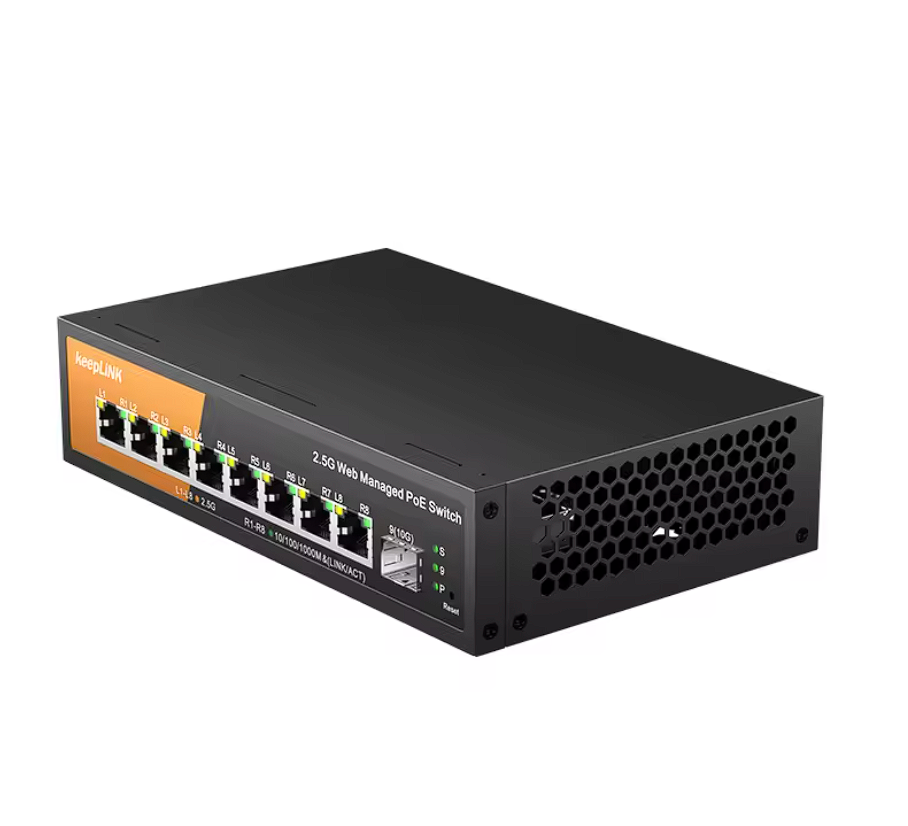 9 Port Netzwerk Switch Lan Verteiler Web Managed 2,5G PoE und 10G SFP+ Uplink