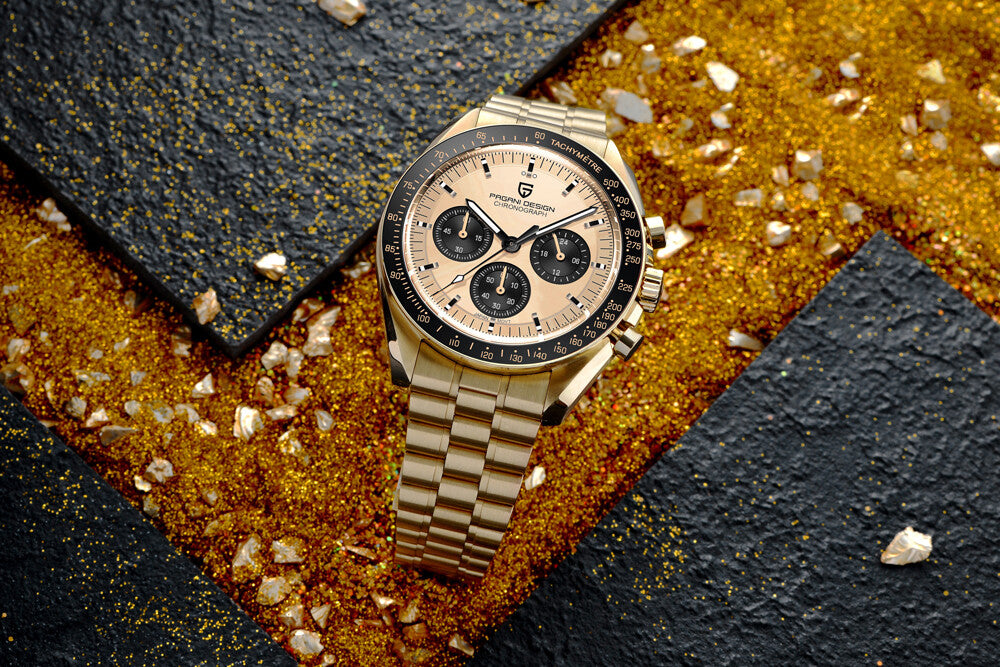 Pagani Desgin PD-1701 Moonwatch Herren Uhr Saphirglas Seiko VK63 Chronometer