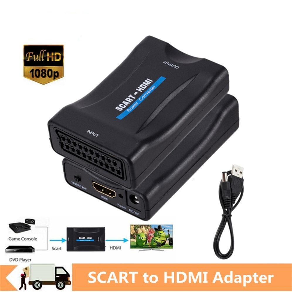 Scart zu auf HDMI Konverter Adapter Converter Wandler 1080P HD TV AV Scaler