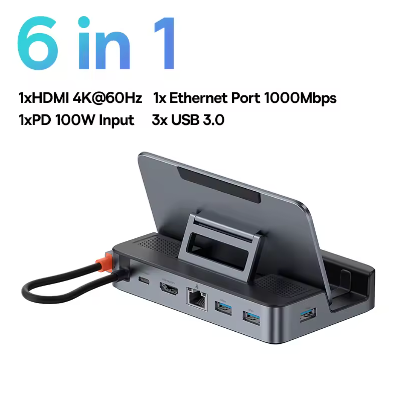 Baseus USB-C Dockingstation 6-in-1 für Steam Deck Nintendo Switch ROG Ally