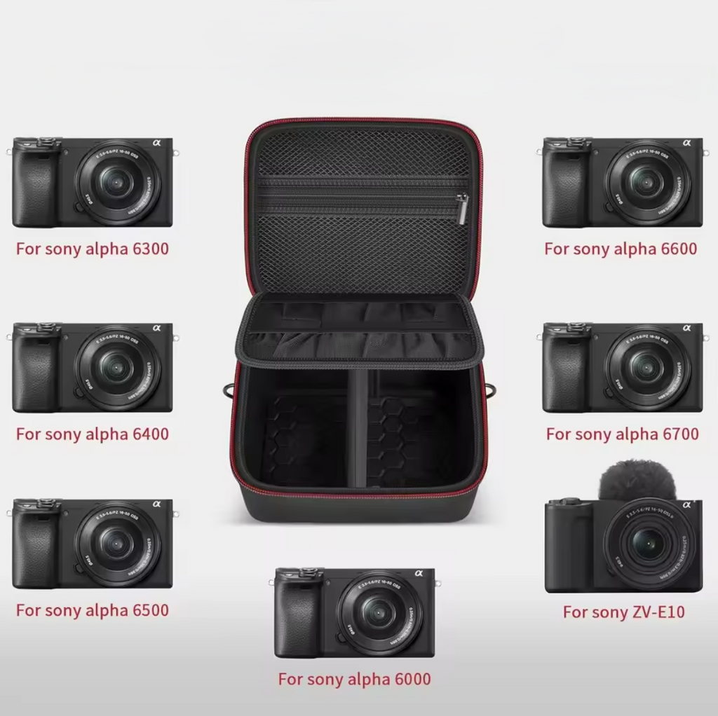 Kameratasche Umhangetasche für Sony A6700 Alpha ZV-E10 mit Objektiv Hartschale
