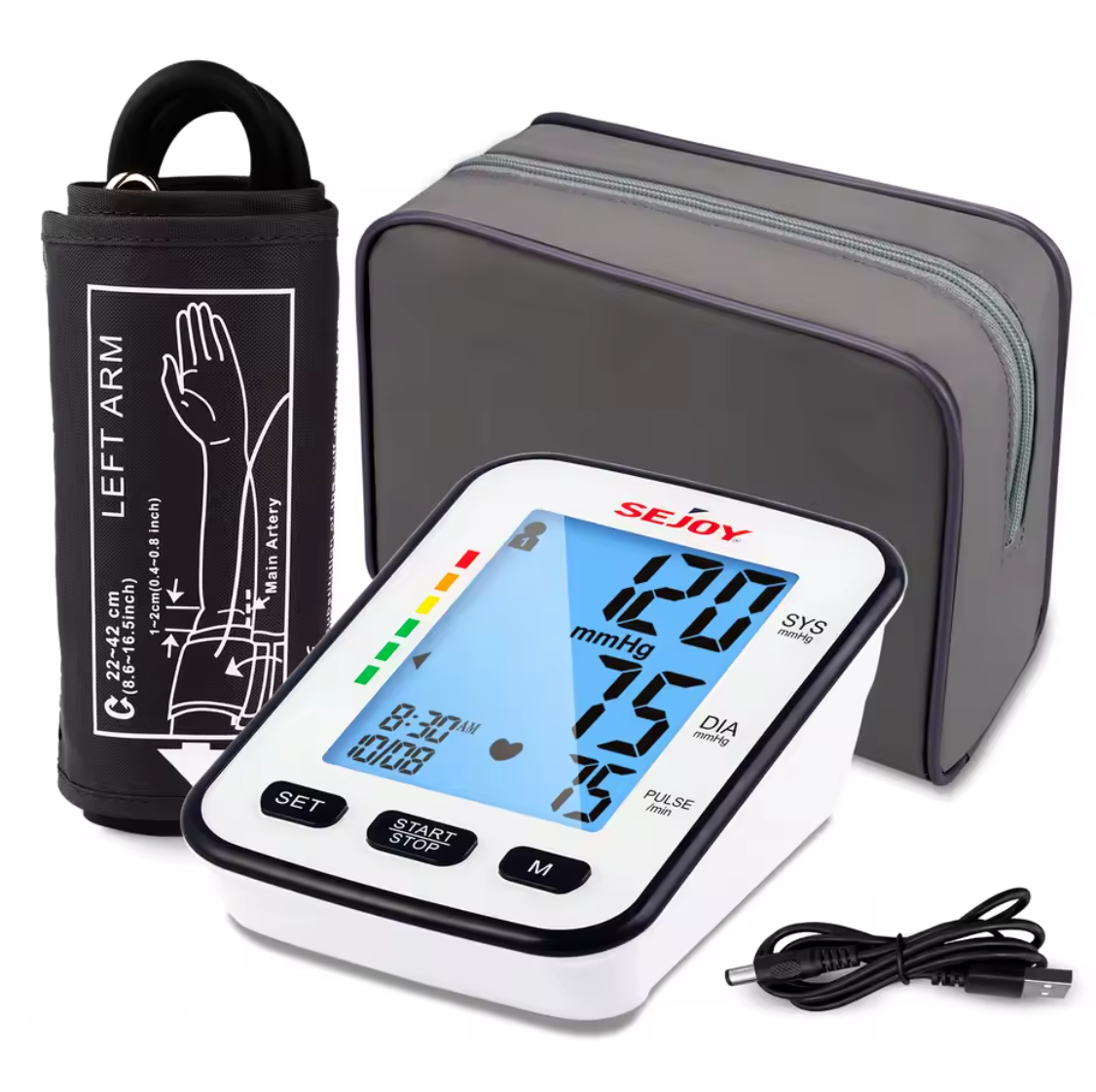 Sejoy Automatisches Blutdruckmessgerät für Oberarm Blutdruck- und Pulsmessung