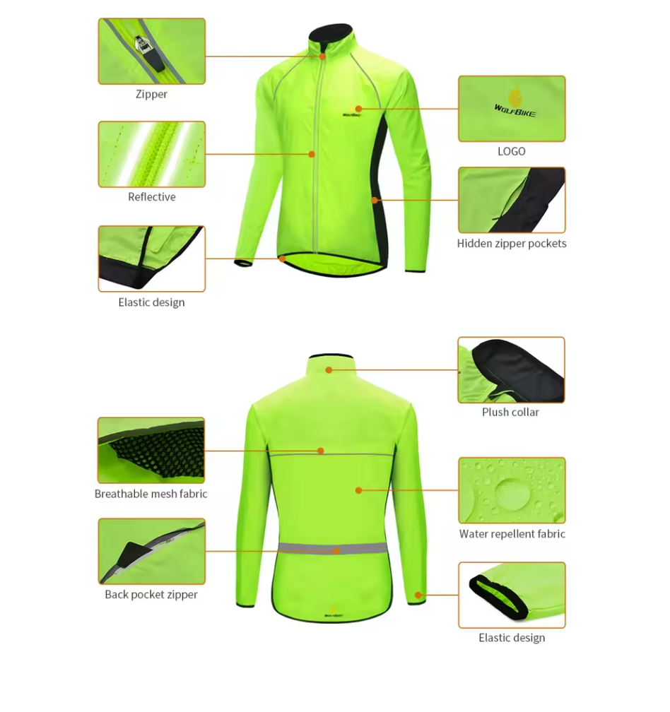 Fahrrad Jacke Winter Thermo Hohe Sichtbarkeit Winddicht Wasserdicht Outdoor