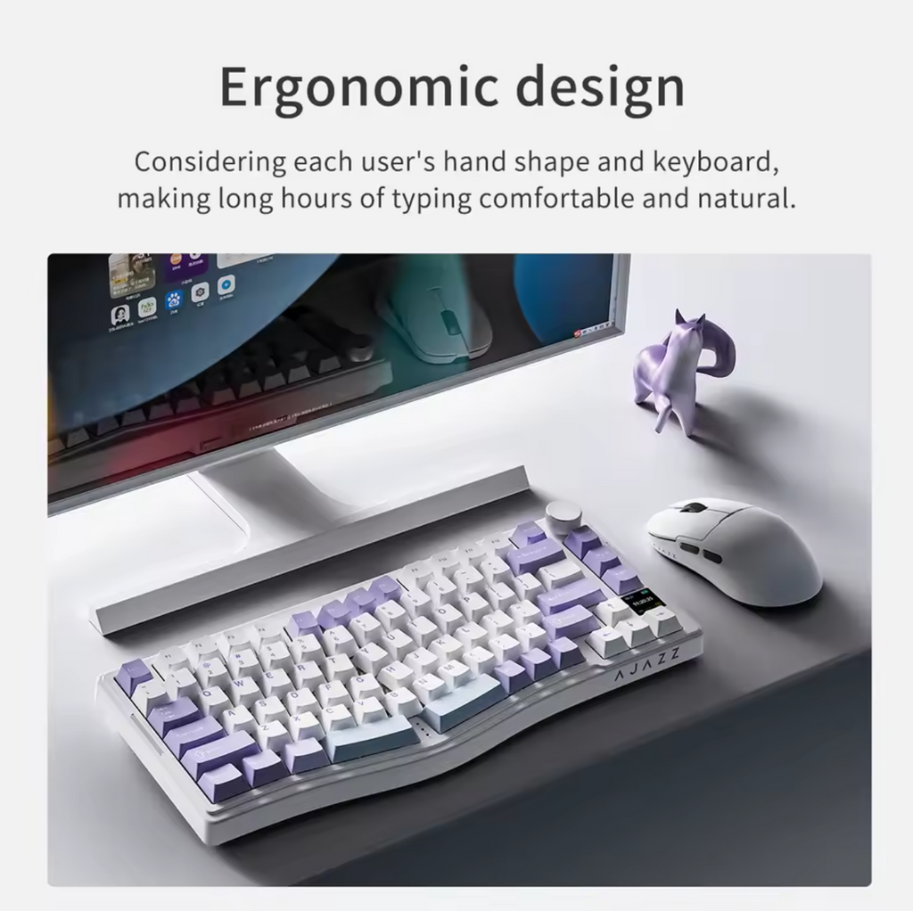Ajazz AKS075 mechanische Tastatur 0,85 Zoll Bildschirm Ergonomische Tastatur