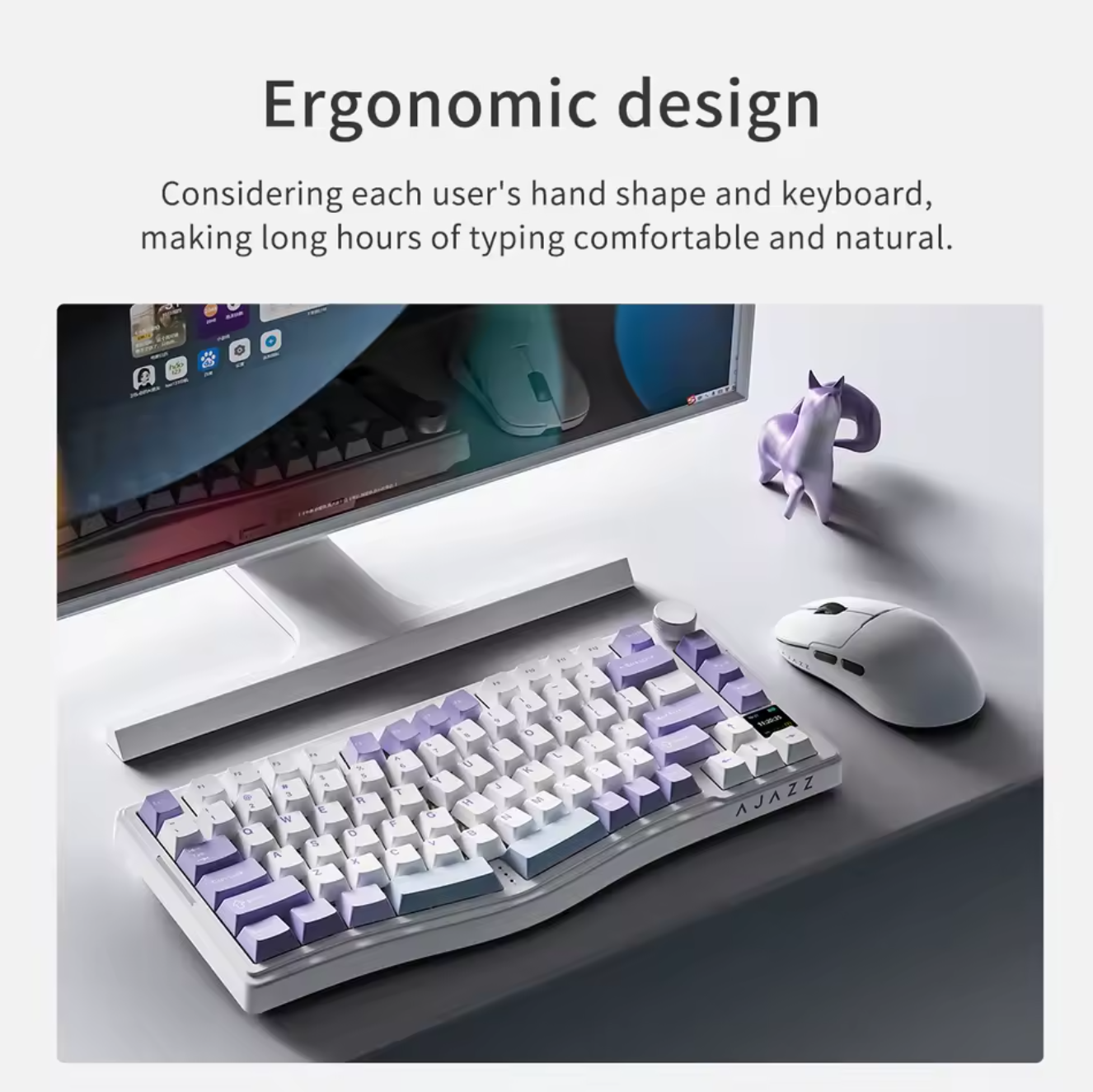 Ajazz AKS075 mechanische Tastatur 0,85 Zoll Bildschirm Ergonomische Tastatur