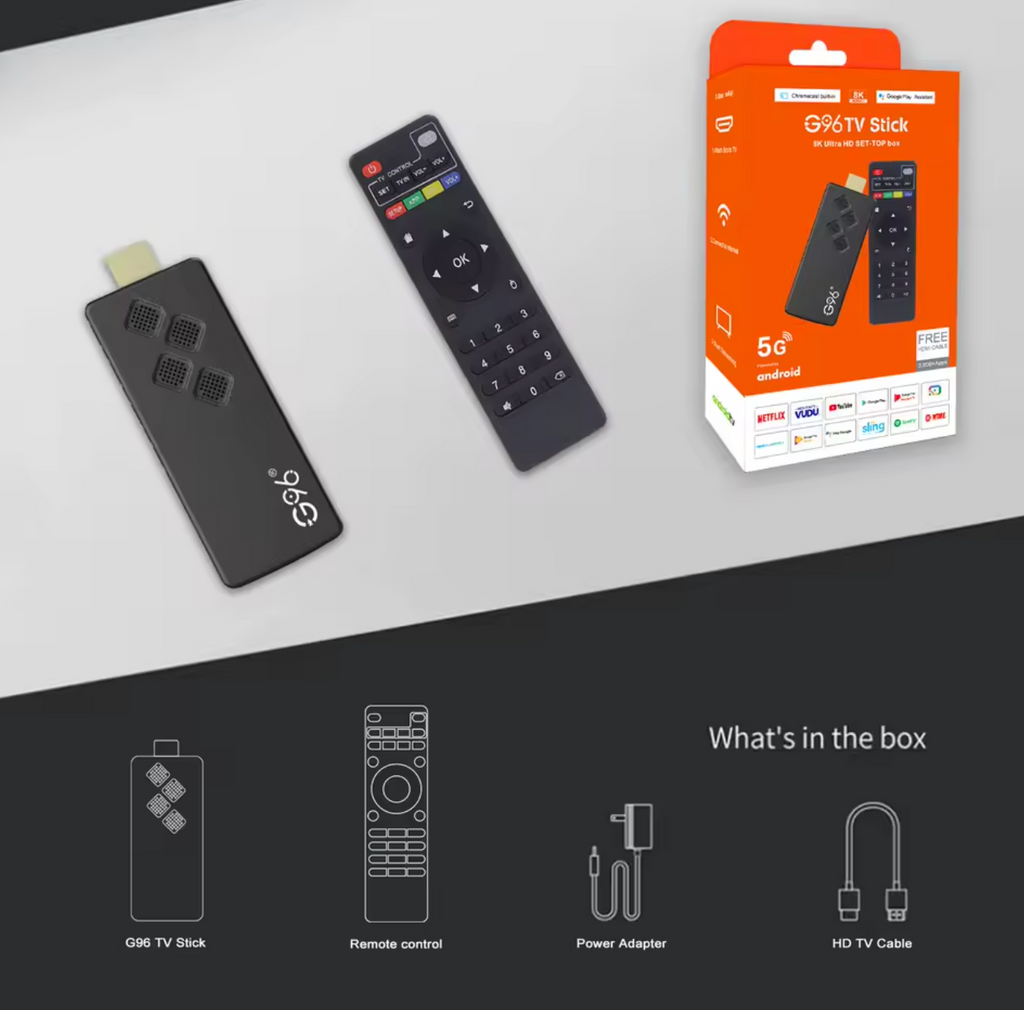 G96 TV Stick Android TV Box Streaming Box 16GB 4K Ultra HD Chromecast Support