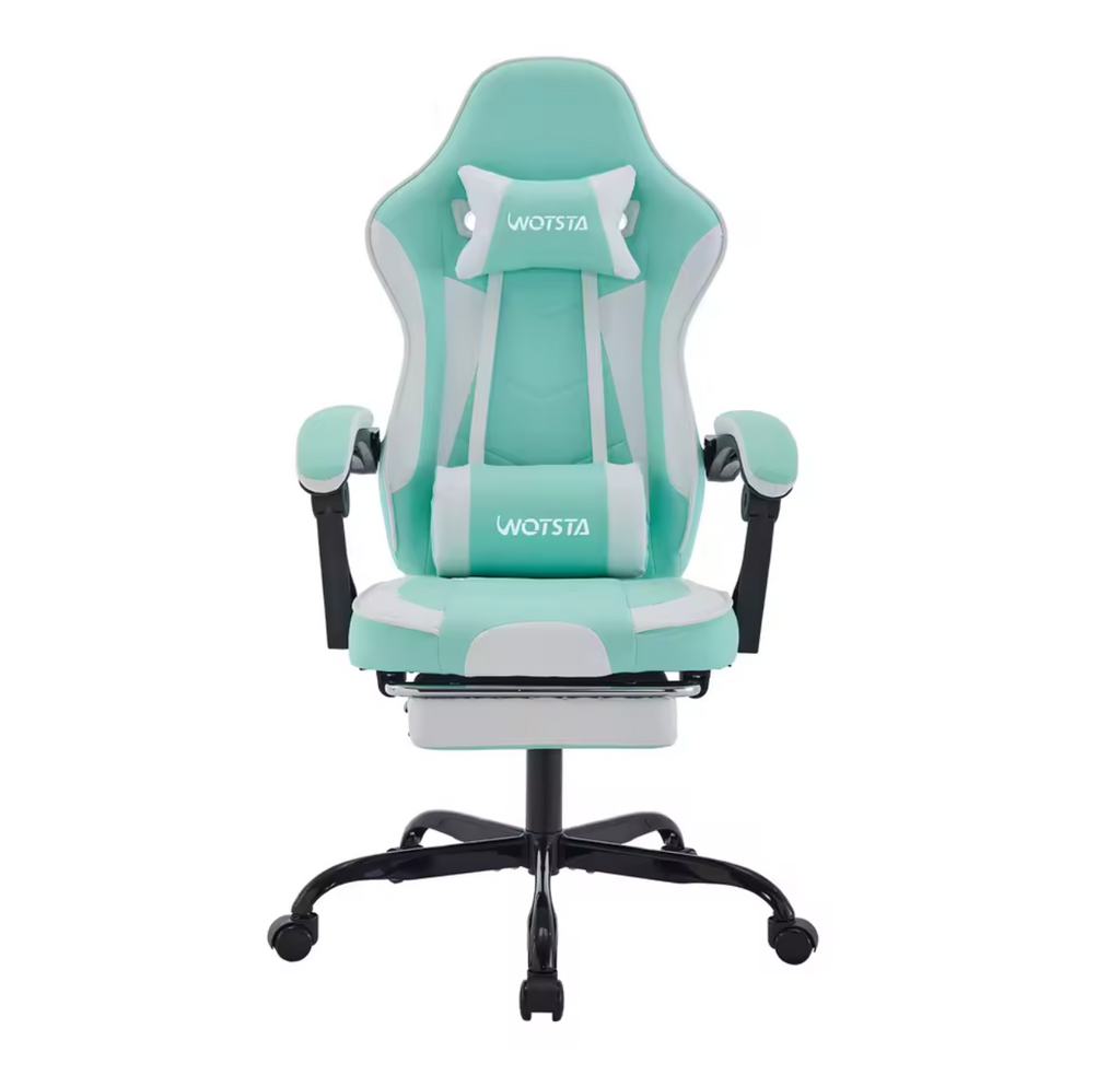 Gamingstuhl Bürostuhl Schreibtischstuhl mit Lendenkissen Lederimitat Ergonomisch
