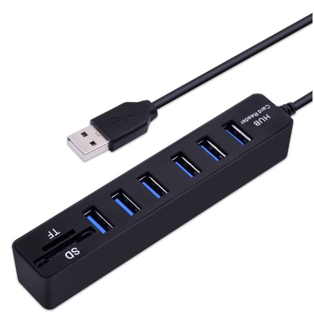 USB HUB 6 Port Adapter mit MicoSD & SD-Kartenleser Notebook Laptop PC Macbook