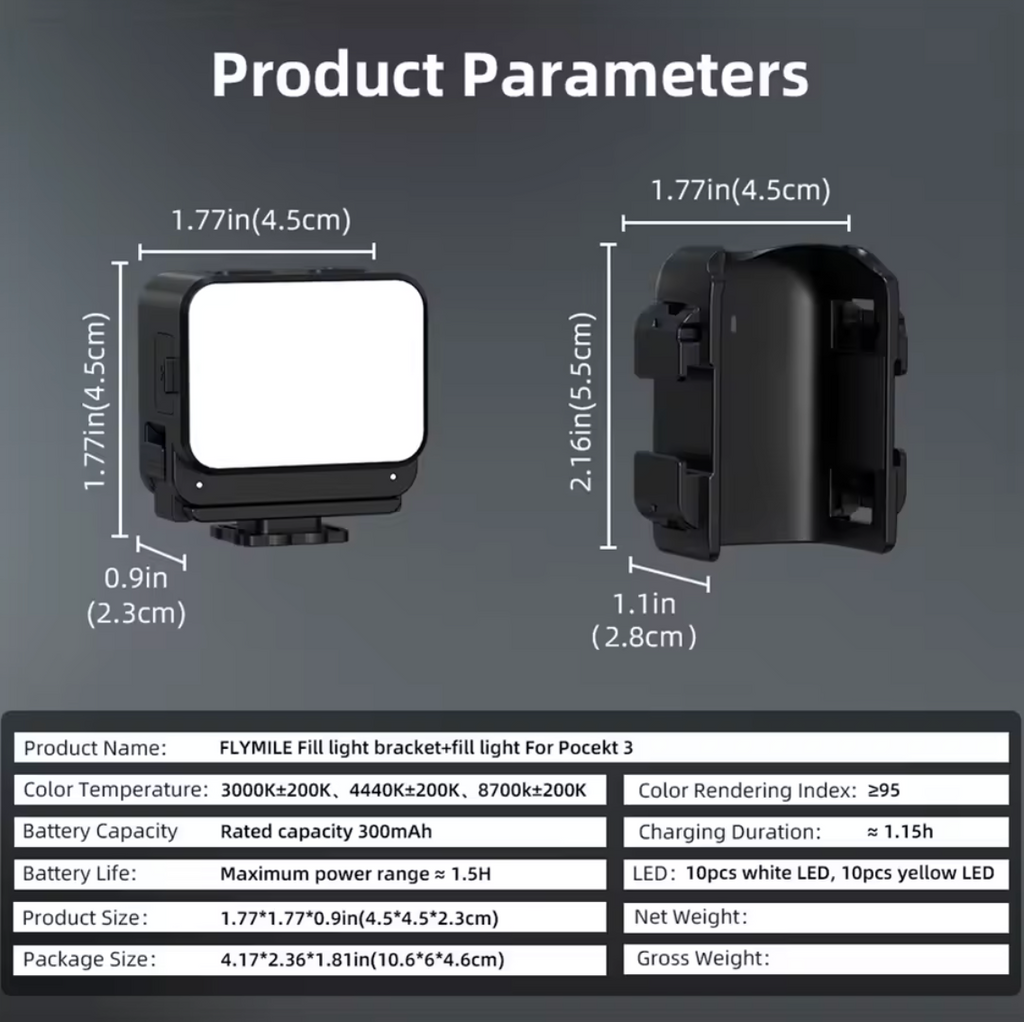 Licht für DJI Osmo Pocket 3 Kamera Fülllicht dimmbar LED Lampe