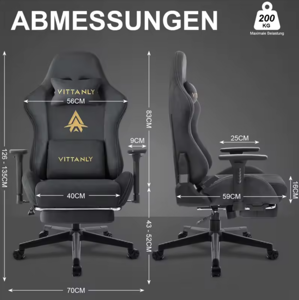 Gamingstuhl Bürostuhl Schreibtischstuhl Computerstuhl Lederimitat Ergonomisch