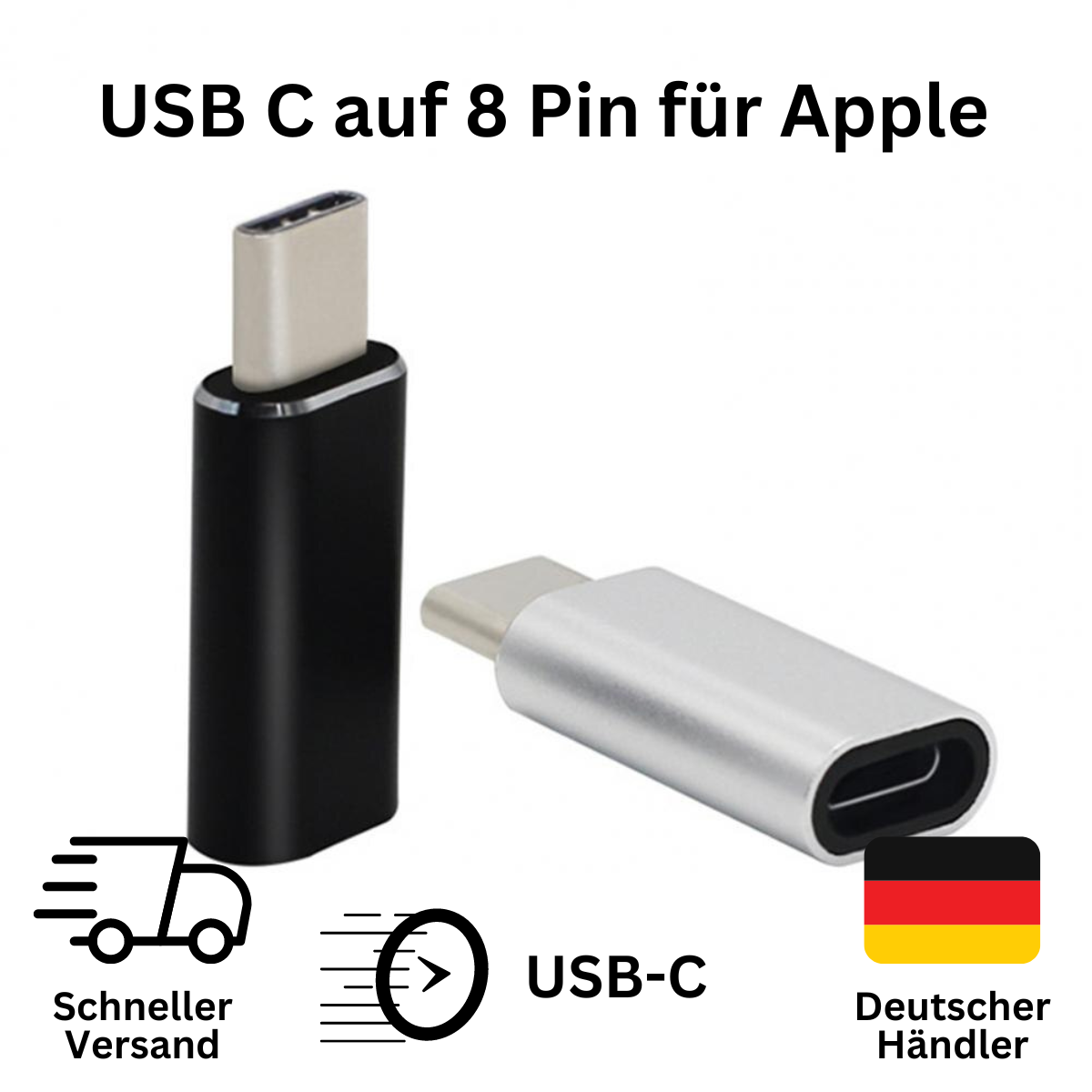 USB-C Adapter 8Pin für Lightning iPhone iPad iPod Laden Datentransfer Konverter