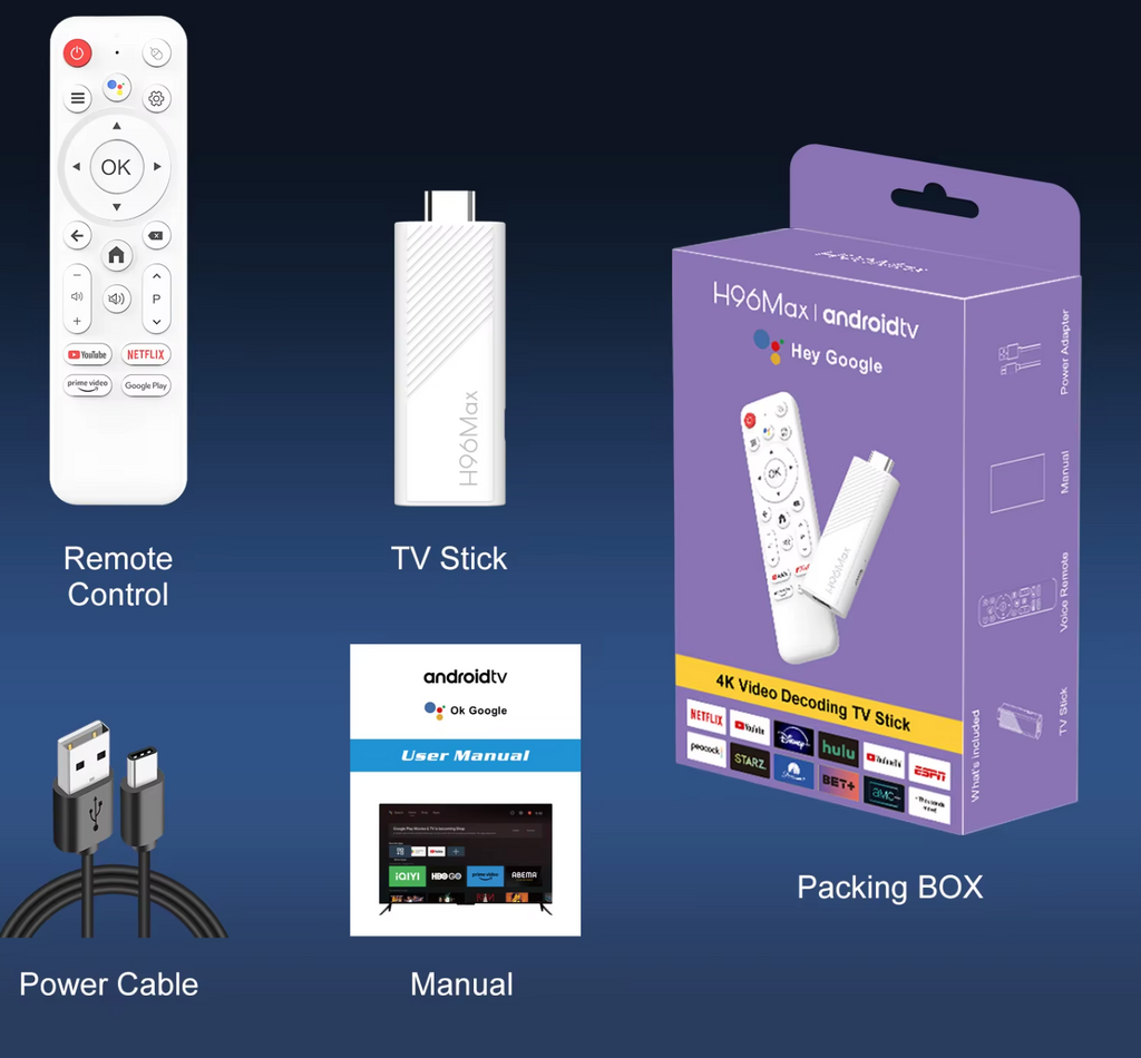 H96 Max 4K Ultra HD Smart TV Stick Mediaplayer 16 GB Android 14  BT5.4 Wifi 6