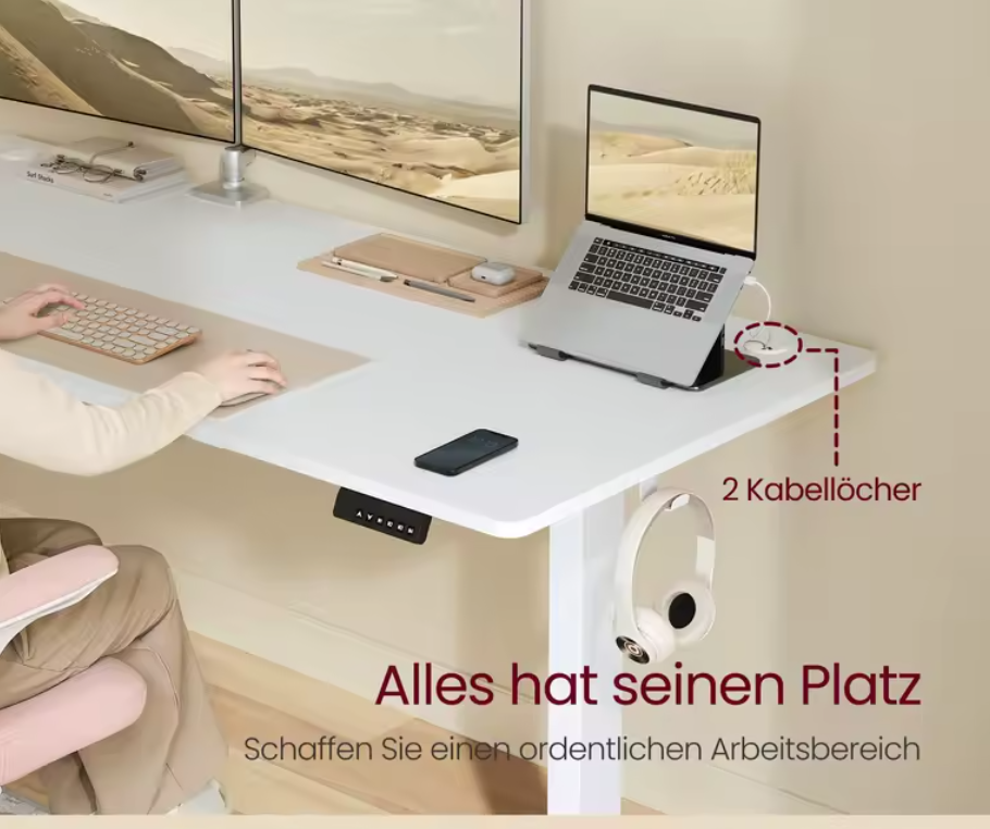 Höhenverstellbarer Schreibtisch Bürotisch elektrisch 4 fach Memory Funktion
