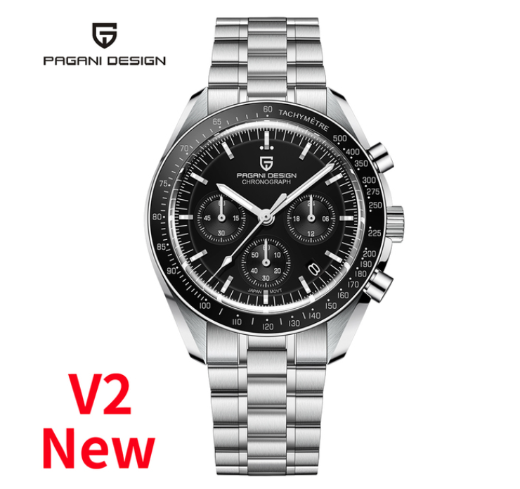 Pagani Desgin PD-1701 Moonwatch Herren Uhr Saphirglas Seiko VK63 Chronometer