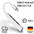 USB-C HUB Verteiler Splitter Typ-C Adapter auf USB 3.0 4Port für Laptop Silber