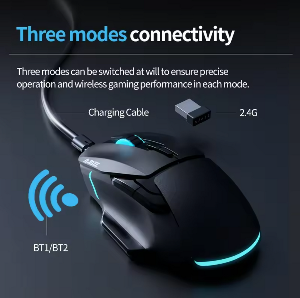 Ajazz AJ039 RGB Maus Tri-Mode USB 2,4Ghz Bluetooth 7200 DPI Gaming Maus
