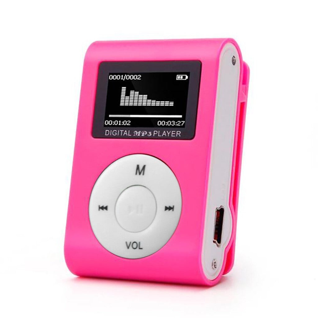 Mini Mp3 Player Display Clip Aluminium LCD Micro SD bis 32GB