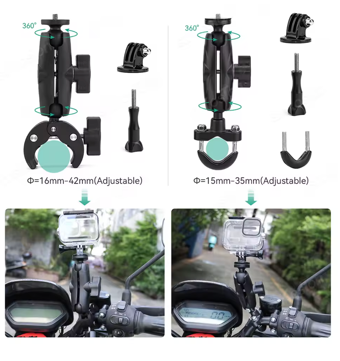 Fahrrad Motorrad Kamerahalterung Universal Actioncam Halterung Insta360 DJI Osmo