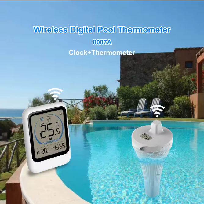 Pool Thermometer Funk Kabellos Wireless Digital Bildschirm Schwimmbad Aquarium