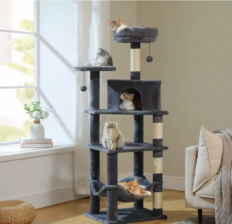Kratzbaum XXL Katzenbaum Kletterbaum große Katzen 140 cm 5 Ebenen