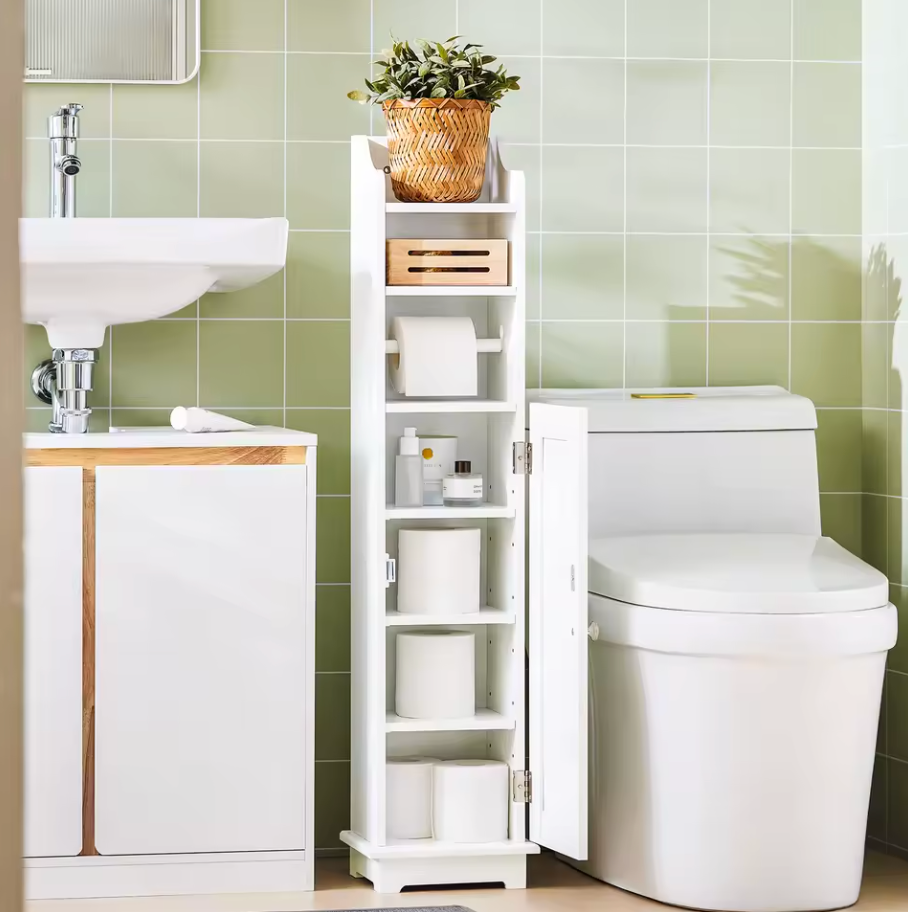 Toilettenpapierhalter WC-Papier Regal Schrank Badezimmerschrank schmal stehend