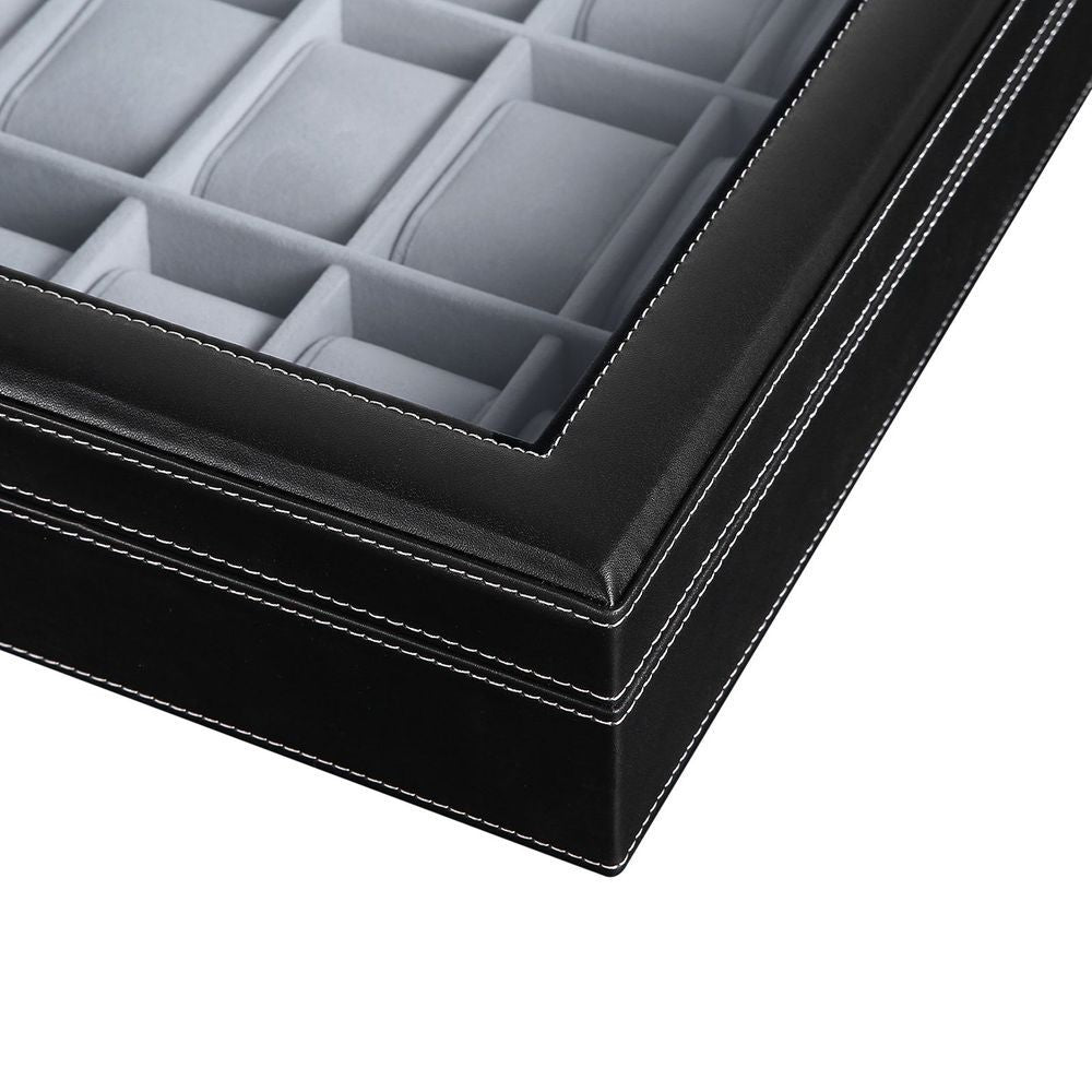 Uhrenbox 24 Uhren Uhrenkoffer Uhrentruhe Songmics Schatulle Glas Uhrenkasten