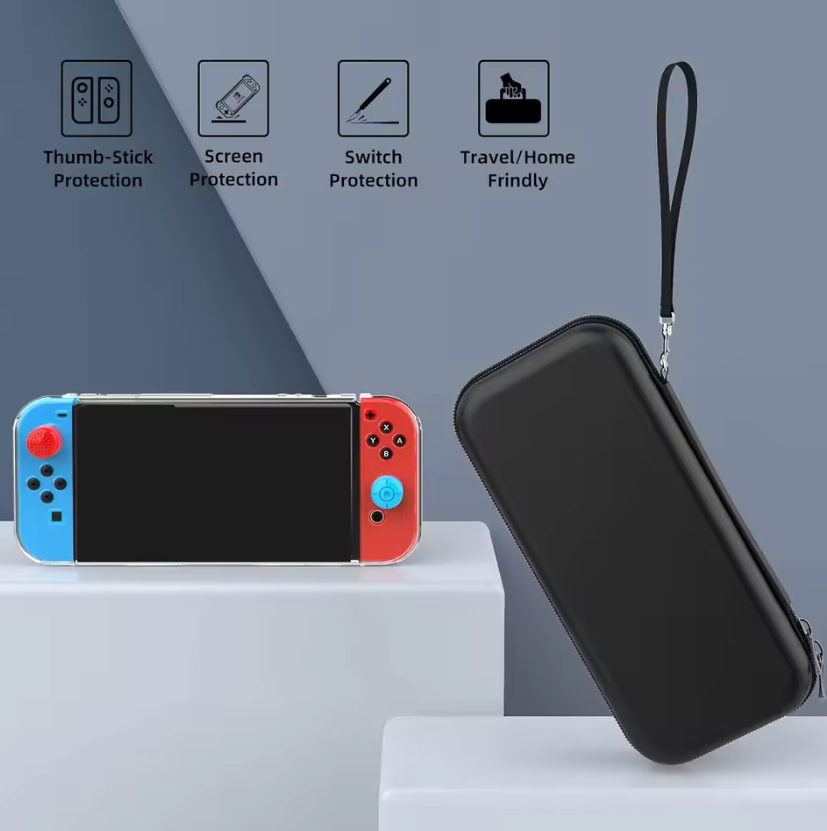 Hülle für Nintendo Switch 2 Tasche Reisetasche mit 8 Spielkartenfächern Schwarz