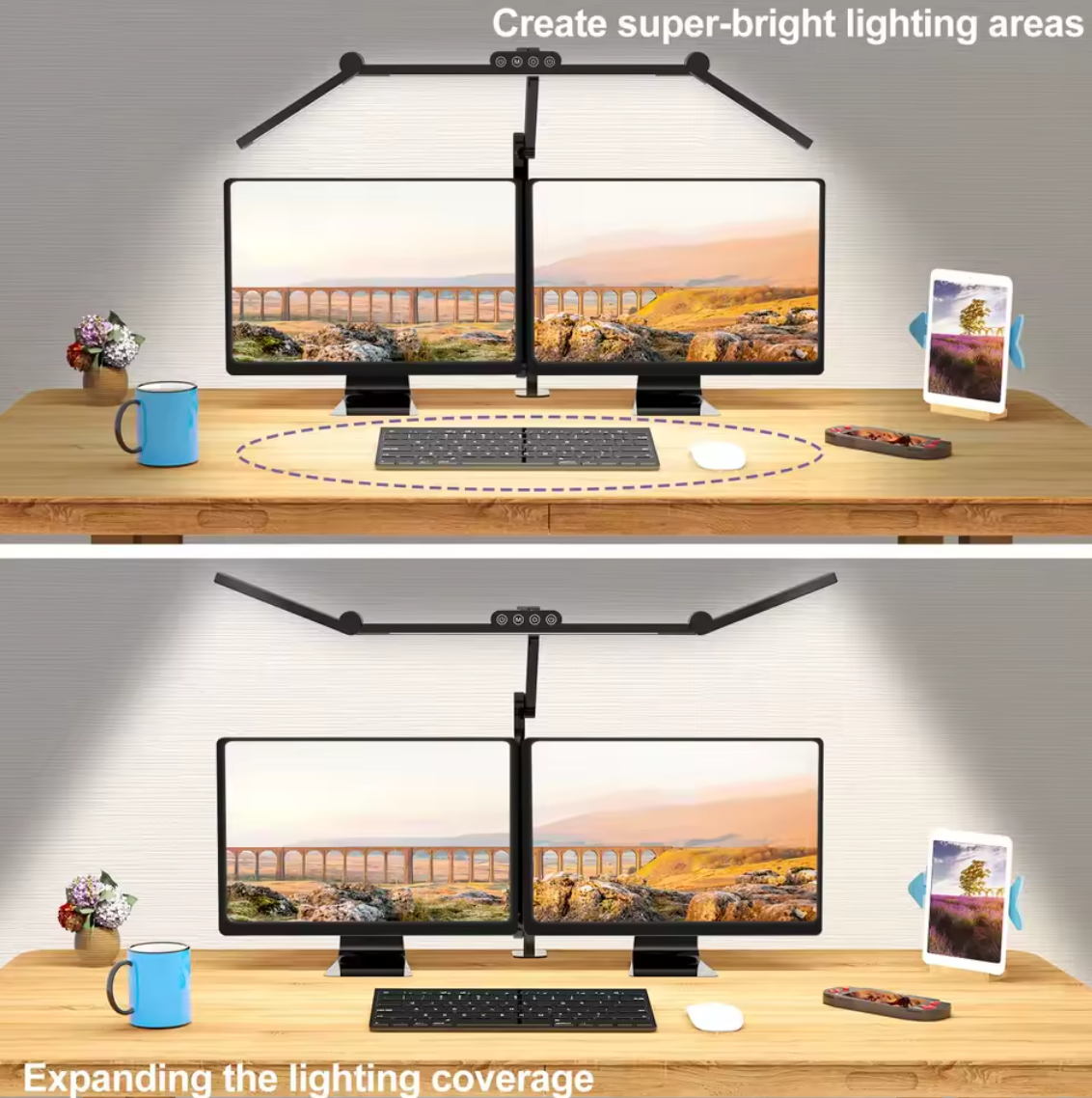 LED Schreibtischlampe Monitorlampe Licht Klemmbar 24W Büroleuchte Lampe