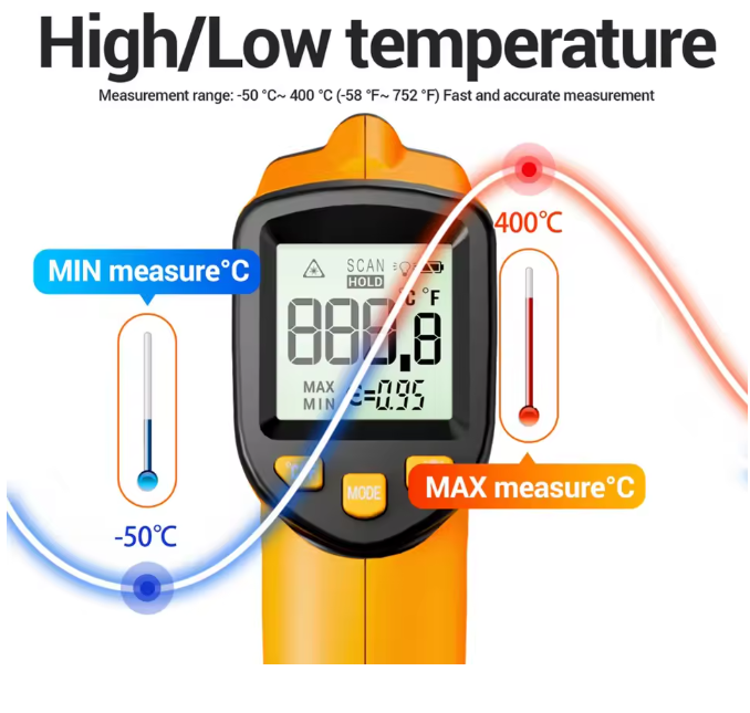 Infrarot Thermometer Laser -50℃ bis 400 ℃ Messgerät Pyrometer digital
