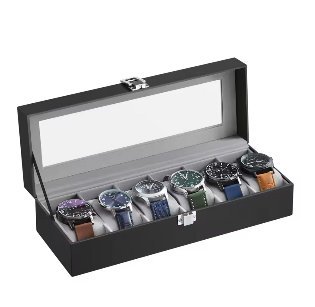 Uhrenbox 6 Uhren Uhrenkoffer Uhrentruhe Songmics Schatulle Glas Uhrenkasten