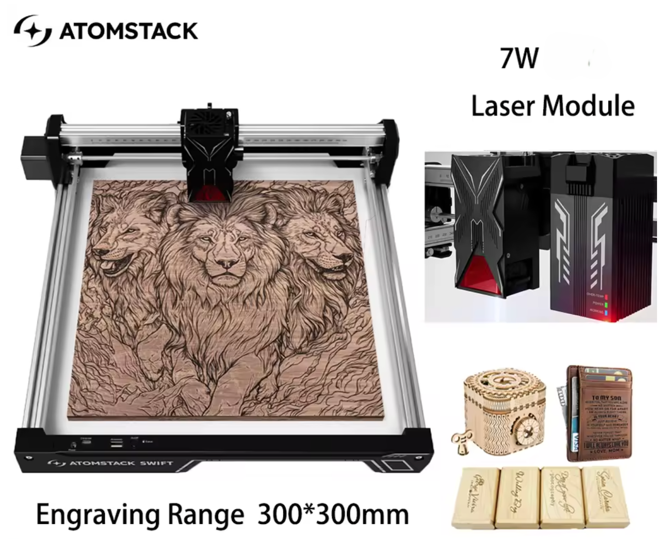 Atomstack Swift 7W Lasercutter Lasergravurmaschine Schneidemaschine