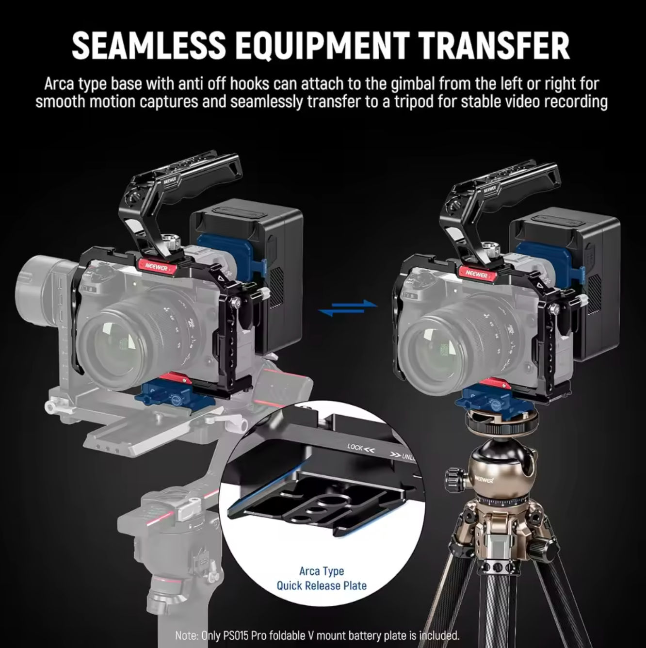 NEEWER V-Mount Batterieplatte Kamera Schnellwechsel Grundplatte Faltbar