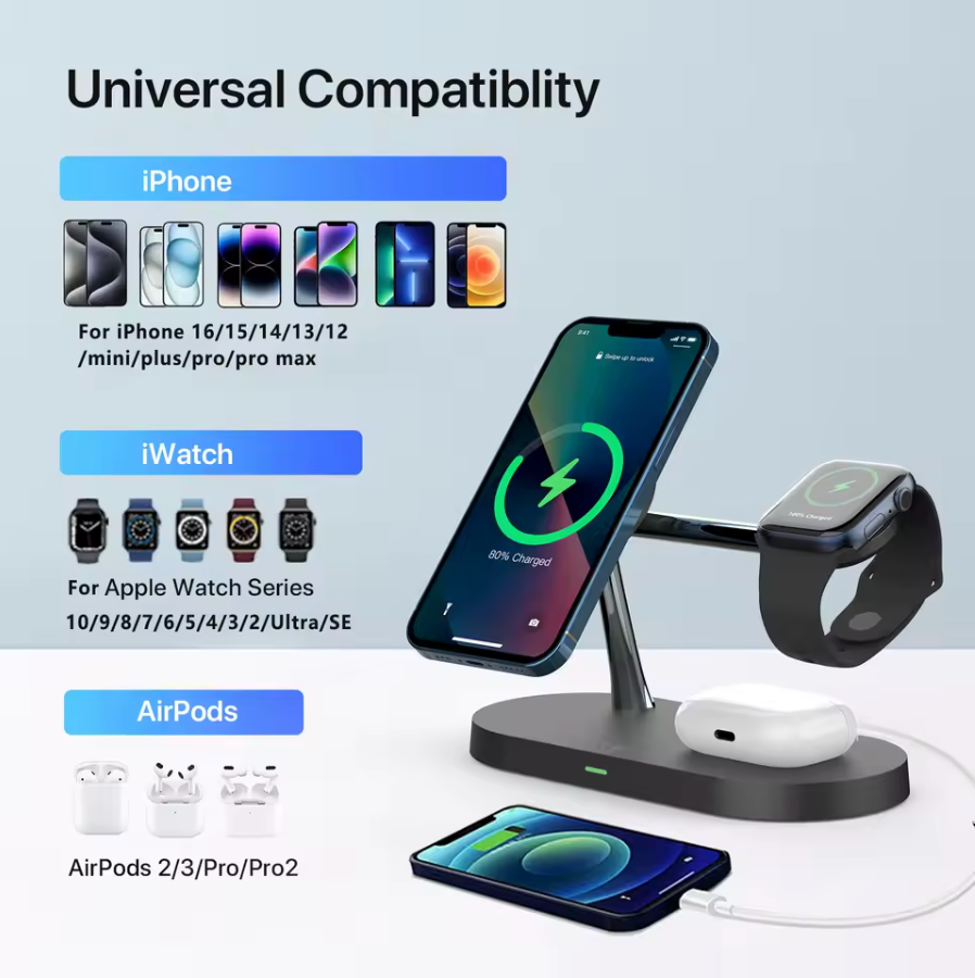 3in1 Magnetische Kabellose Ladestation Für Apple Watch 10 Ultra iPhone 17 16 15
