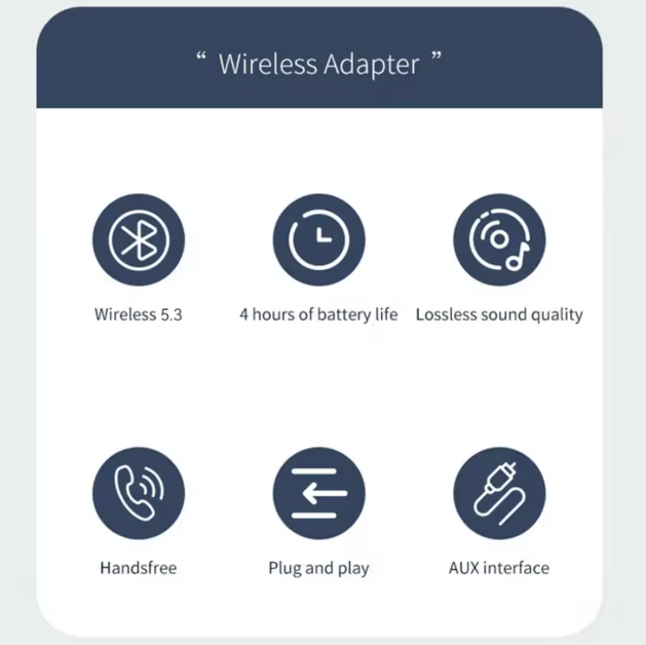 Bluetooth 5.3 Audio Receiver Adapter AUX Kabel Auto 3.5mm Klinke KFZ Empfänger