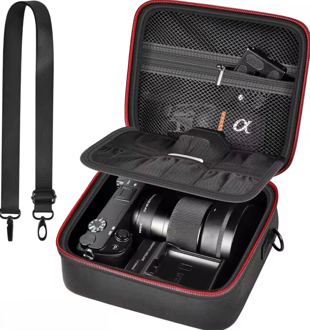 Kameratasche Umhangetasche für Sony A6700 Alpha ZV-E10 mit Objektiv Hartschale