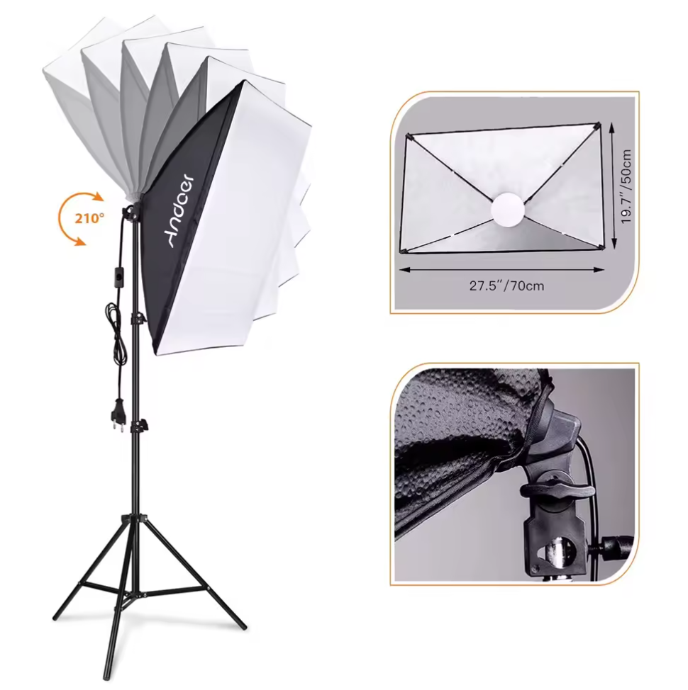 LED Softbox Studiolicht mit Stativ Selfie Lampe Dimmbar Temperatur Einstellbar
