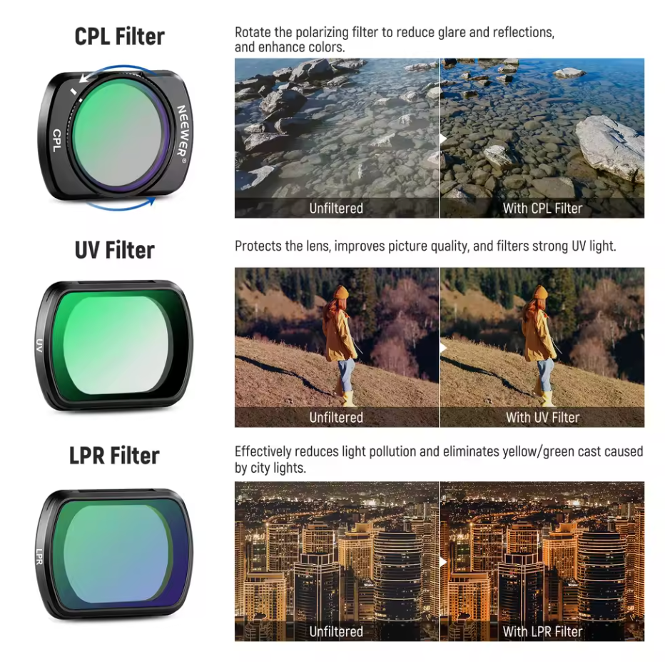 Magnetisches ND Filter Set für DJI Osmo Pocket 3 CPL UV ND8 bis ND1000