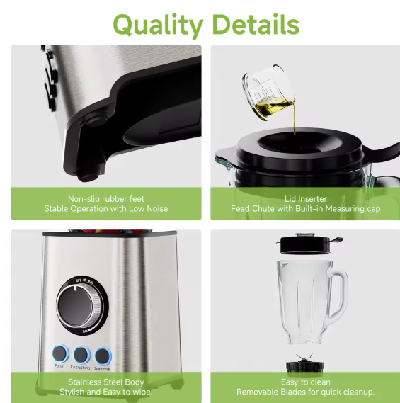 Smoothie Maker Biolomix elektrisch 1300 W 3-in-1 Mixer Standmixer