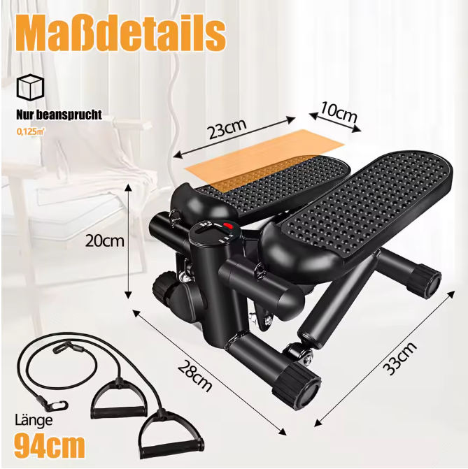 Mini Stepper Fitness Heimtrainer für Zuhause Trainingsbänder bis 136 kg
