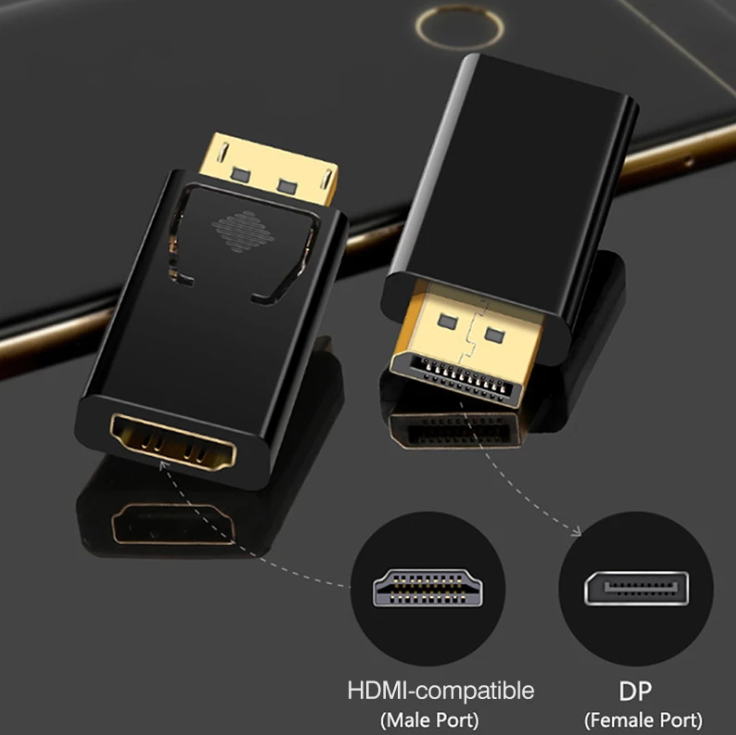 DP auf HDMI Adapter Displayport Konverter Stecker 1080p FullHD AudioVideo UHD 4K