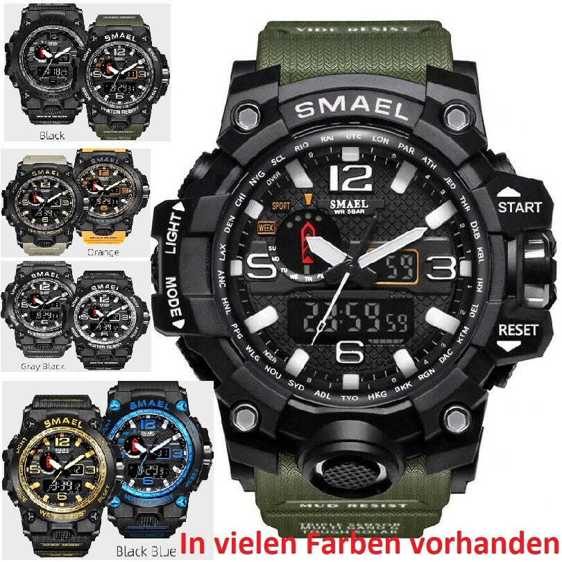 SMAEL Herrenuhr Farben Uhr Digital LCD Armbanduhr Wasserresistent Outdoor Sport
