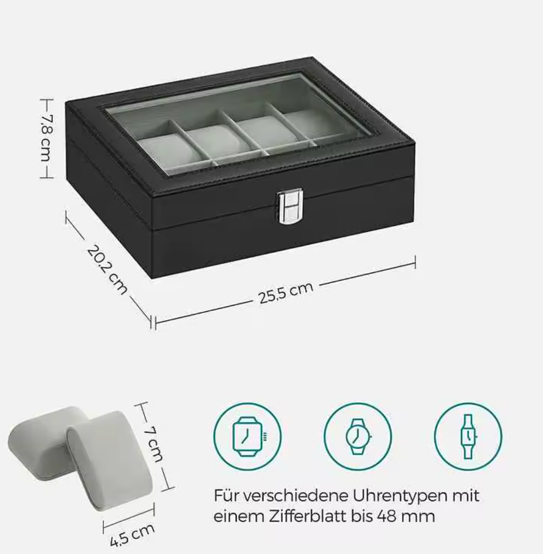 Uhrenbox Uhrenkoffer Uhrenkasten Uhrentruhe Uhrenschatulle Für 10 - 24 Uhren
