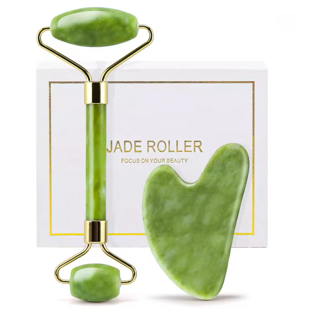 Jade Roller Set mit Gua Sha Massagegerät Gesichtspflege Beauty