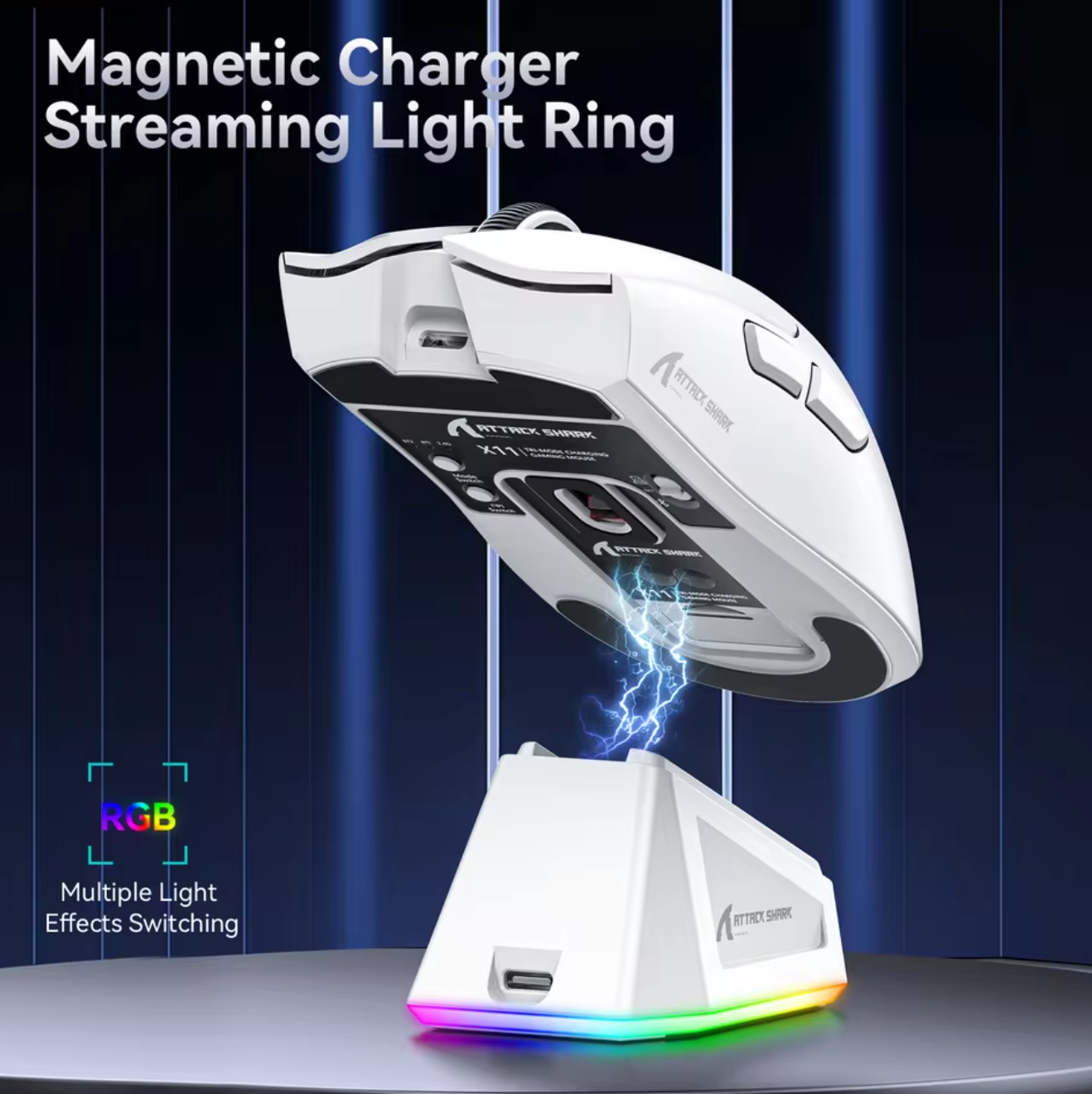 Attack Shark X11 Tri-Mode Gaming Maus mit magnetischer Ladestation Kabellos